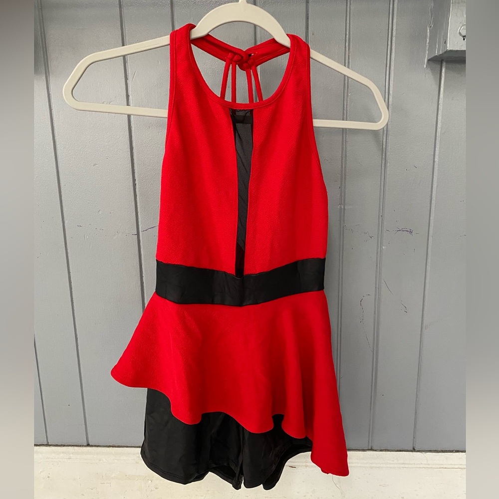 Tag 1080 Red & Black Mini Dress Biketard Dance Costume